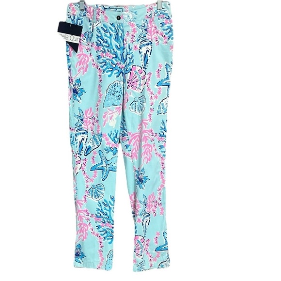 Amelia Quin Pants - Amelia Quin Colorful Coral Print Pants